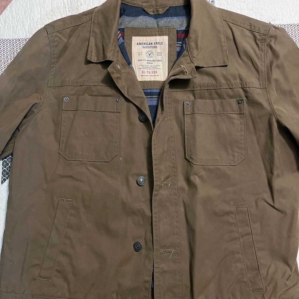 American Eagle Outfitters Men's Waxed Trucker Jacket - XL (fits like large)